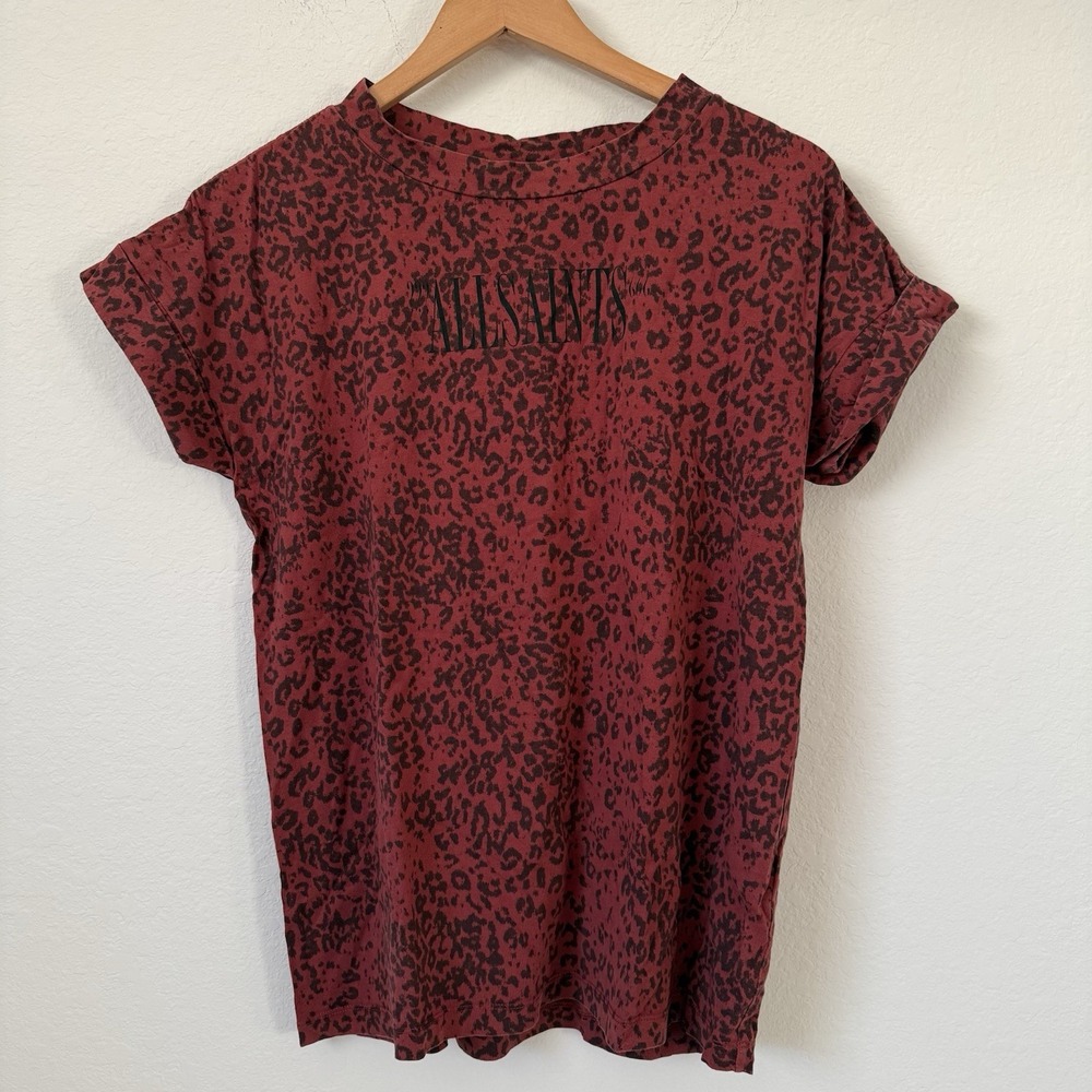 Allsaints Women's Burgundy Leopard Print Size XS/S Oversized